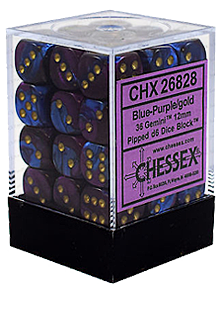 Chessex Gemini 36x12mm Dice Blue-Purple with Gold